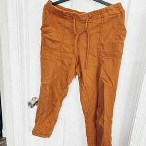 Mid-Rise  Linen-Blend Pull-On Pants L